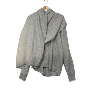 Cabi Heather Grey Serpentine Scarf Sweater 4417 Women's Medium